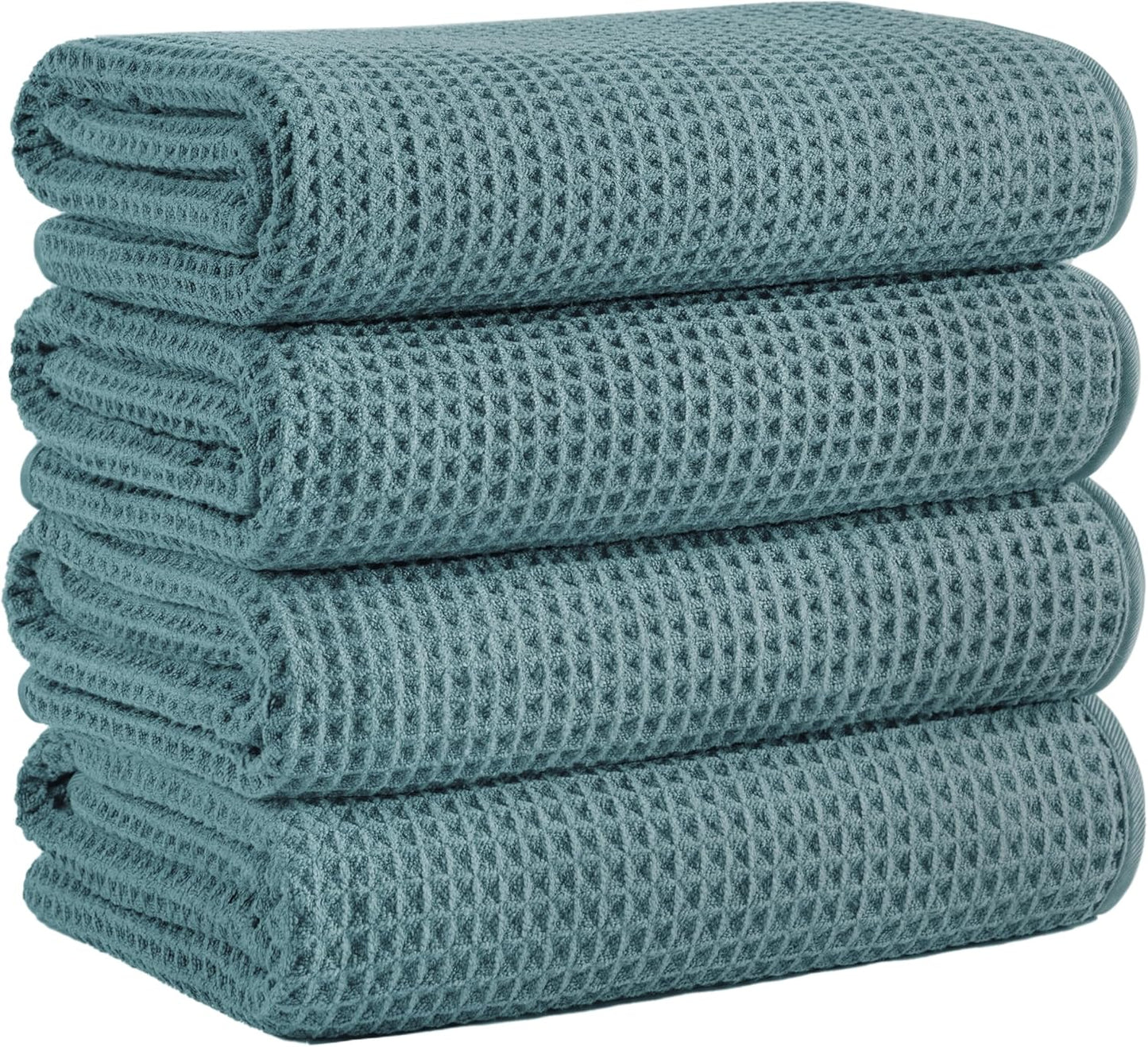 Microfiber Waffle Bath Towels Set of 4, Soft and Absorbent