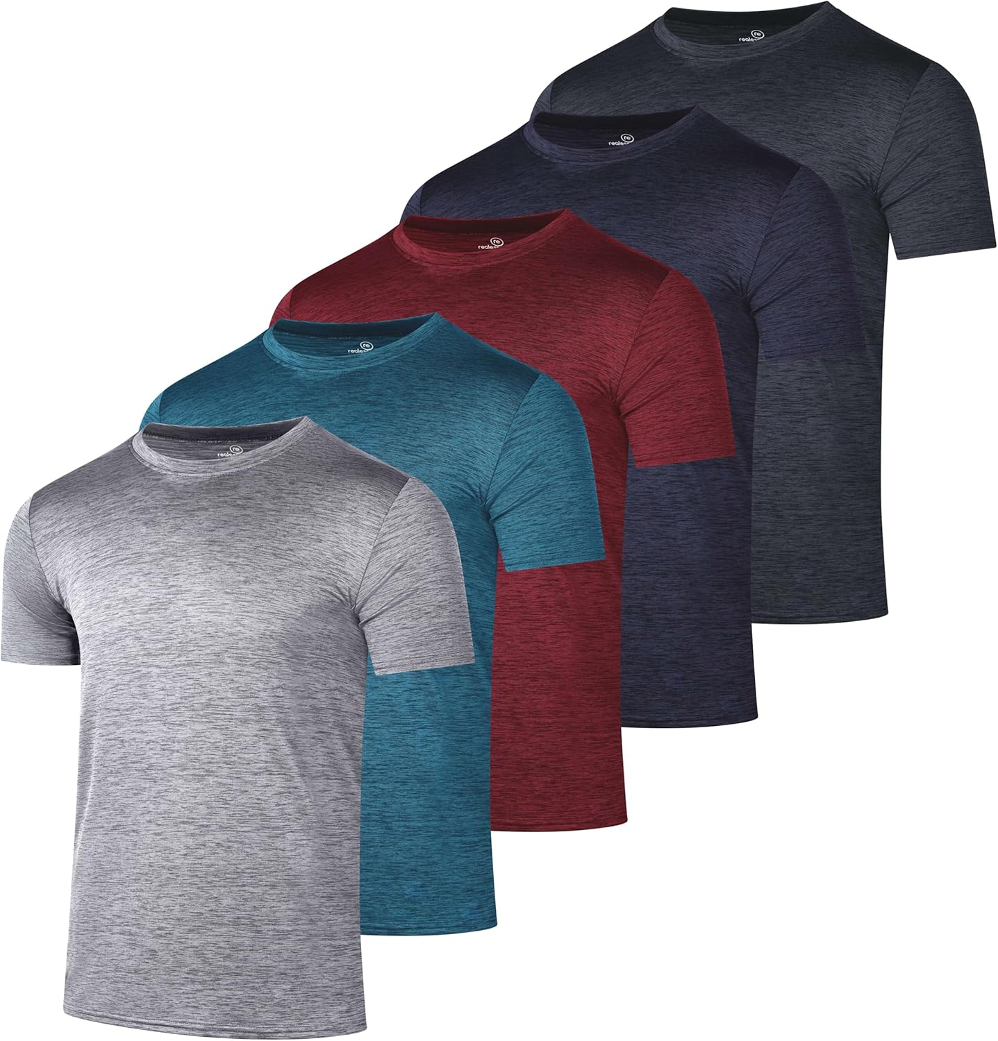 5 Pack Men's Dry Fit Crew Neck Tees - Real Essentials