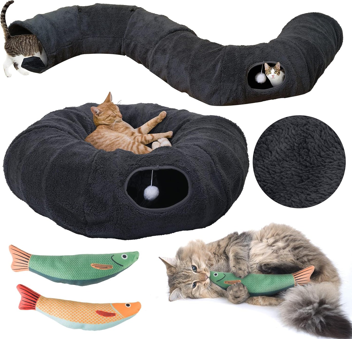 R1M Cat Tunnel Bed for Indoor Cats - Cozy Play Space & Hideaway