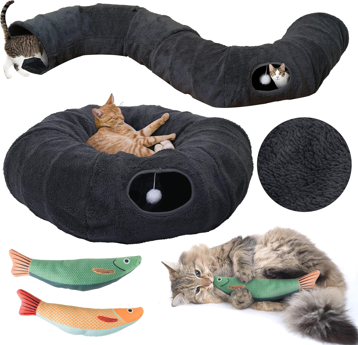 R1M Cat Tunnel Bed for Indoor Cats - Cozy Play Space & Hideaway