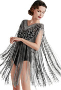 1920s Shawl Wrap Long Fringed Sequin Beaded Evening Cape - Vintage