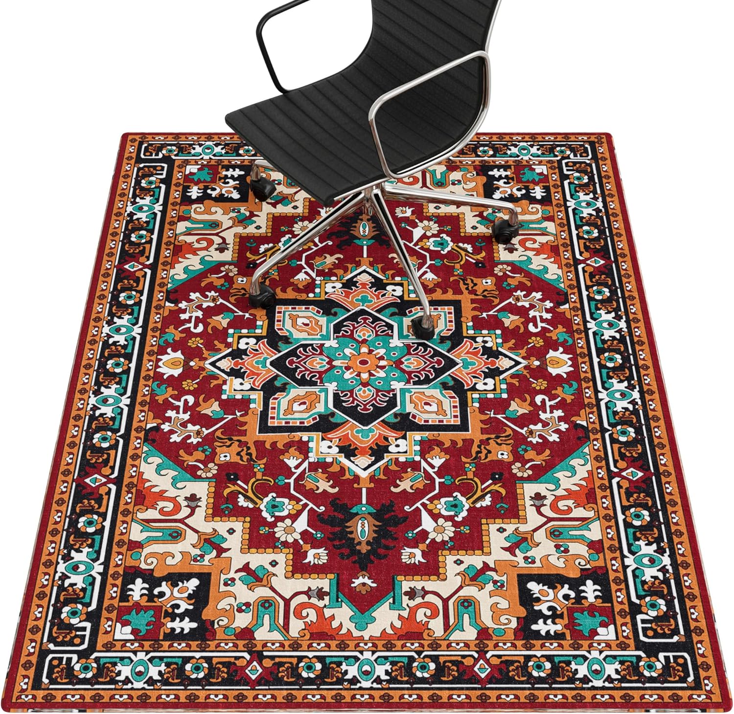 Office Chair Mat for Hardwood Floor - Non Slip Deep Red Rug