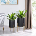 Oakrain Planters Set of 2 Mid Century Modern Planters - Stylish Indoor