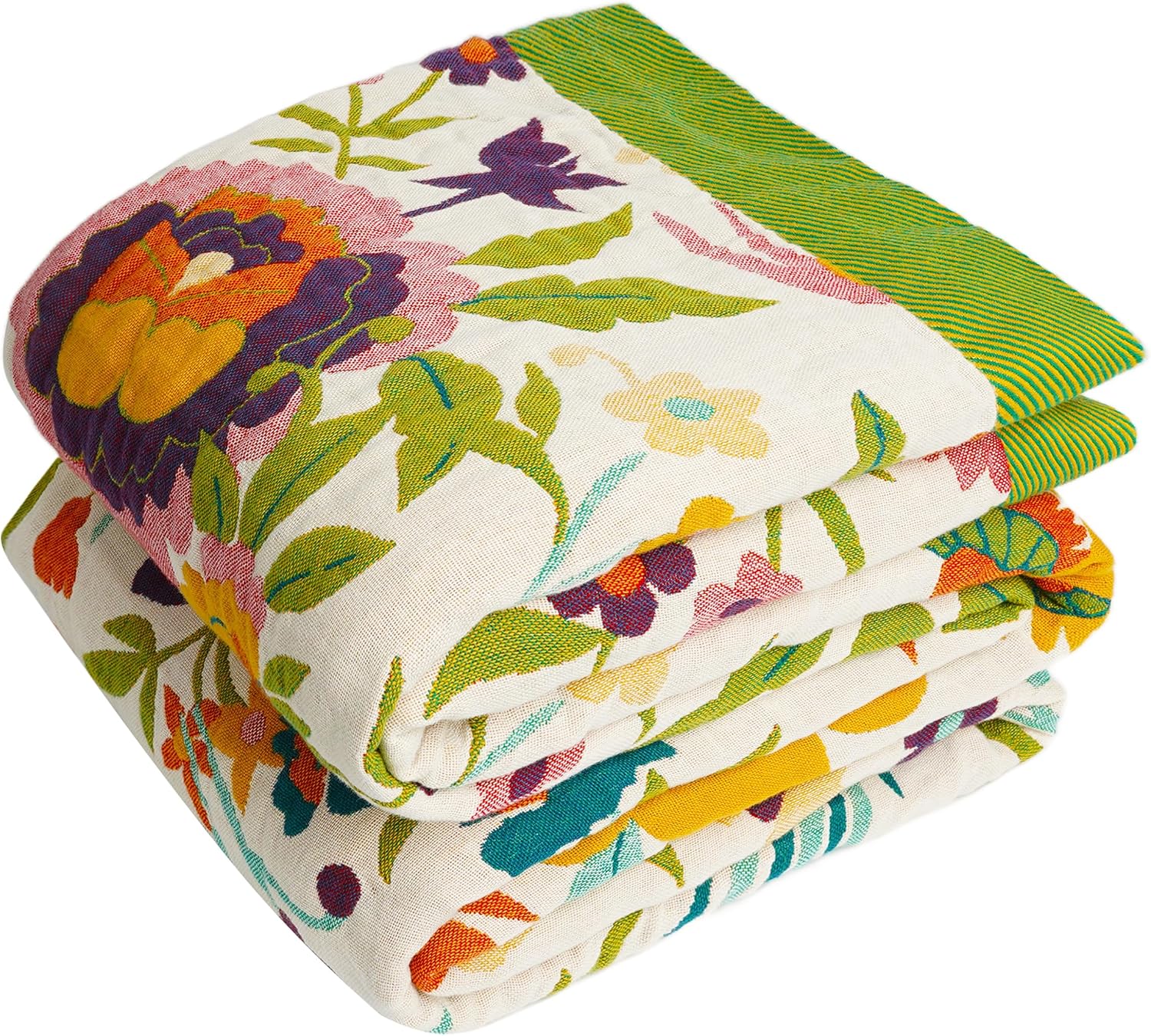 Boho Throw Blanket for Bed by VANJOROY - 100% Cotton
