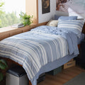 Bedsure Twin XL Comforter Set 5 Pieces - Reversible Blue Stripe