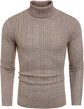 Men's Slim Fit Turtleneck Sweater - Twisted Knit Casual Pullover