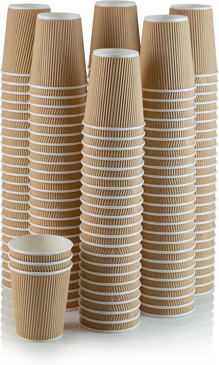 150 10 oz Ripple Kraft Paper Cups for Hot and Cold Drinks
