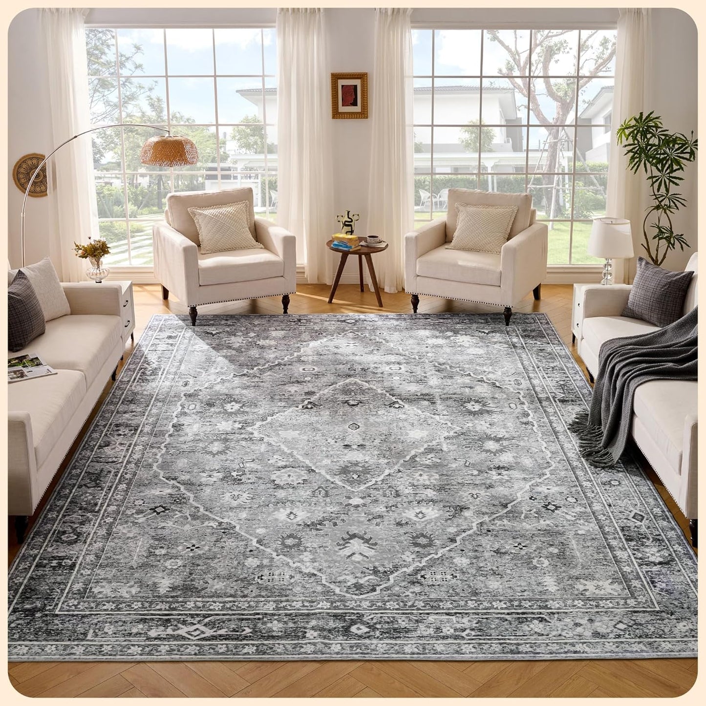Stylish 10x14 Area Rug - Foldable Machine Washable Design
