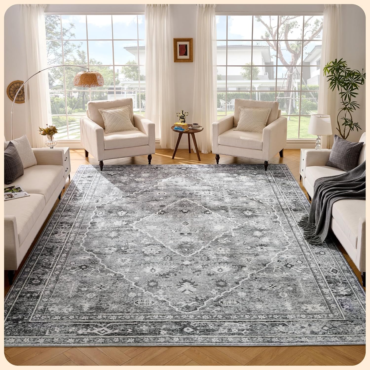 Stylish 10x14 Area Rug - Foldable Machine Washable Design