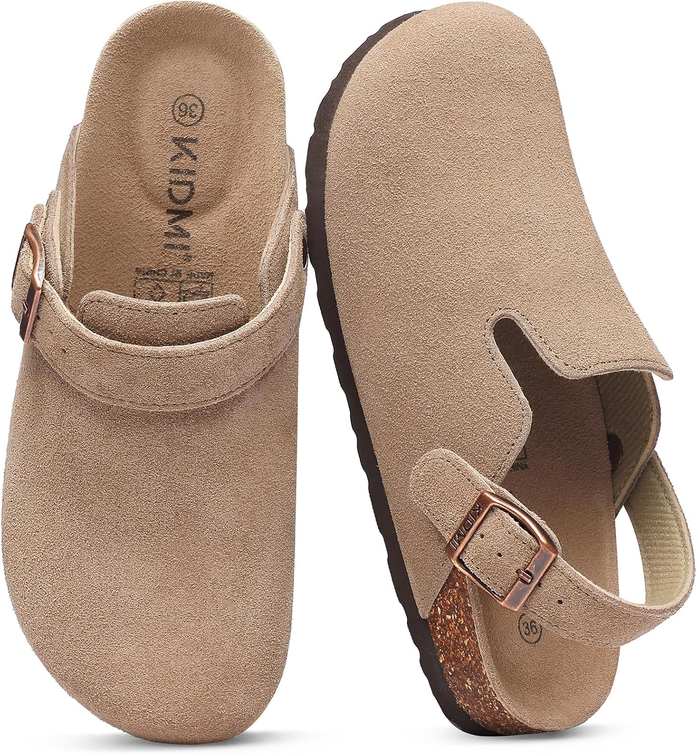 KIDMI Women's Suede Clogs with Back Strap for Ultimate Comfort