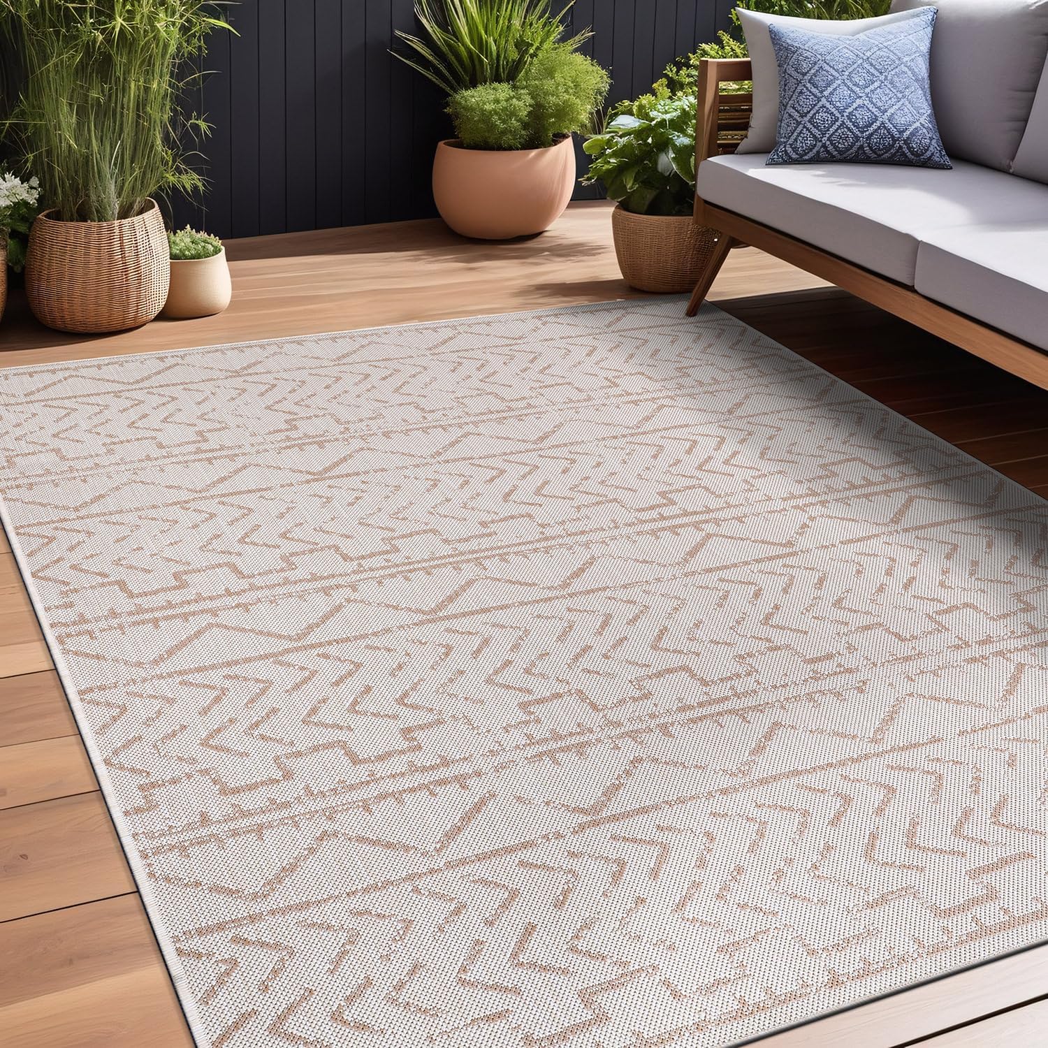 Beverly Rug Waikiki Indoor Outdoor Rug 5x7 for Patio Use