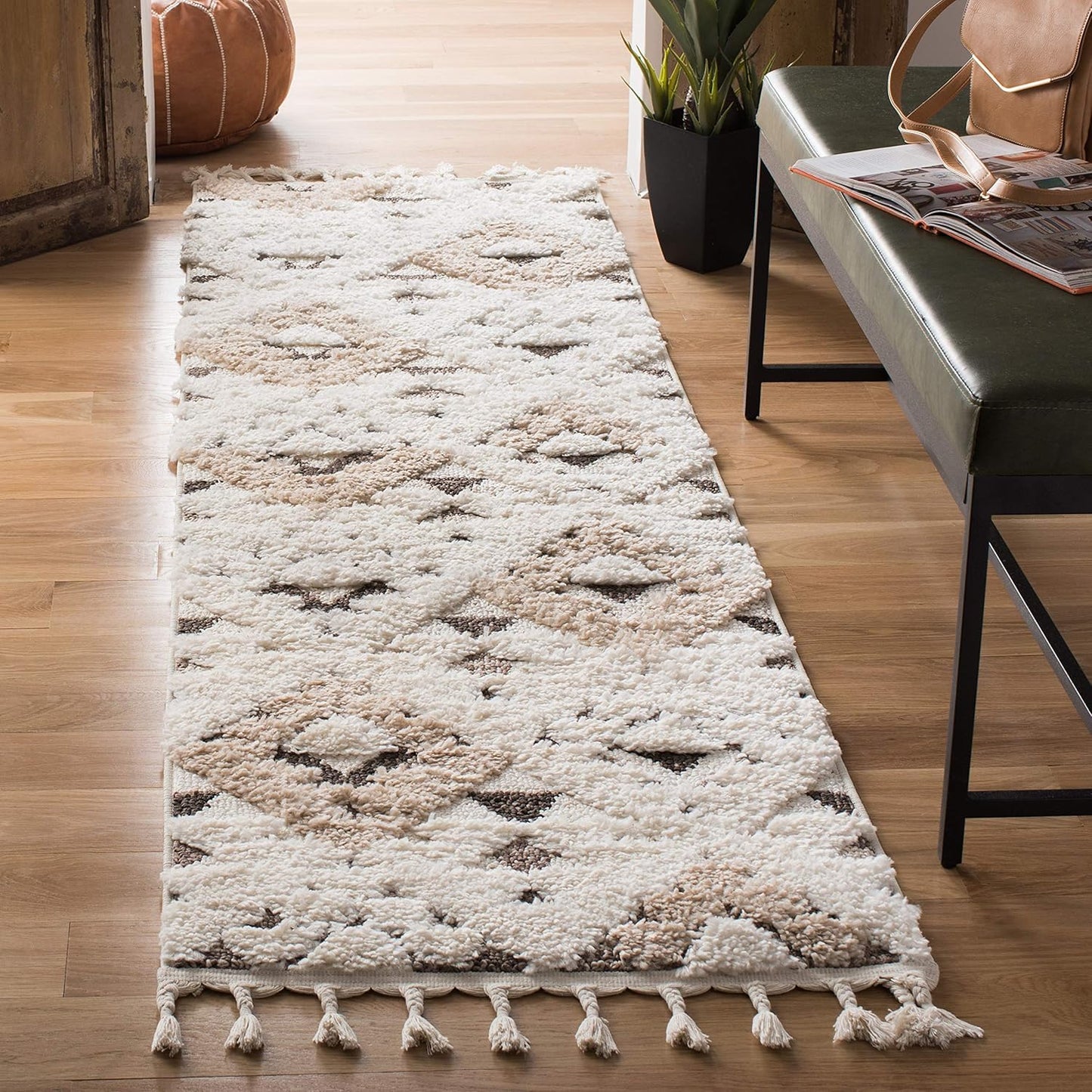 SAFAVIEH Moroccan Tassel Shag Runner Rug for Cozy Spaces