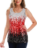 Sequin Tank Top Sleeveless Glitter Gradient Vest - Party Ready
