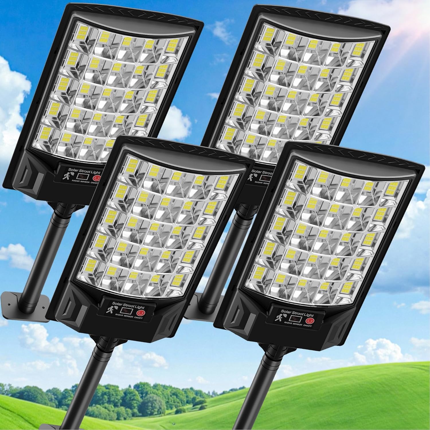 Solar Street Lights Outdoor with Motion Sensor & Remote Control