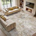 Tortania Washable 9x12 Area Rug for Living Room - Soft Modern Neutral