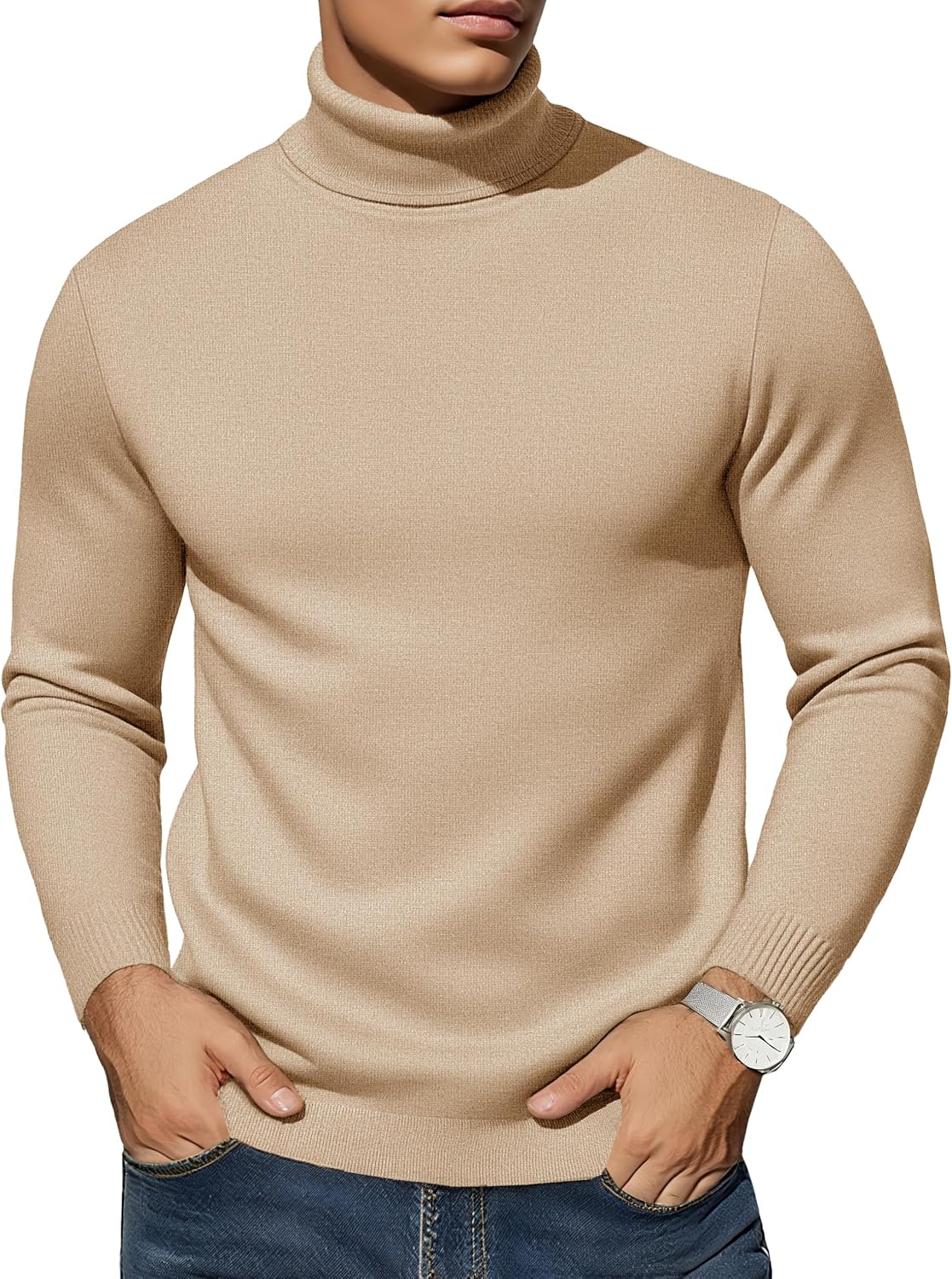 EKLENTSON Men's Turtleneck Sweaters for Fall and Winter Wear