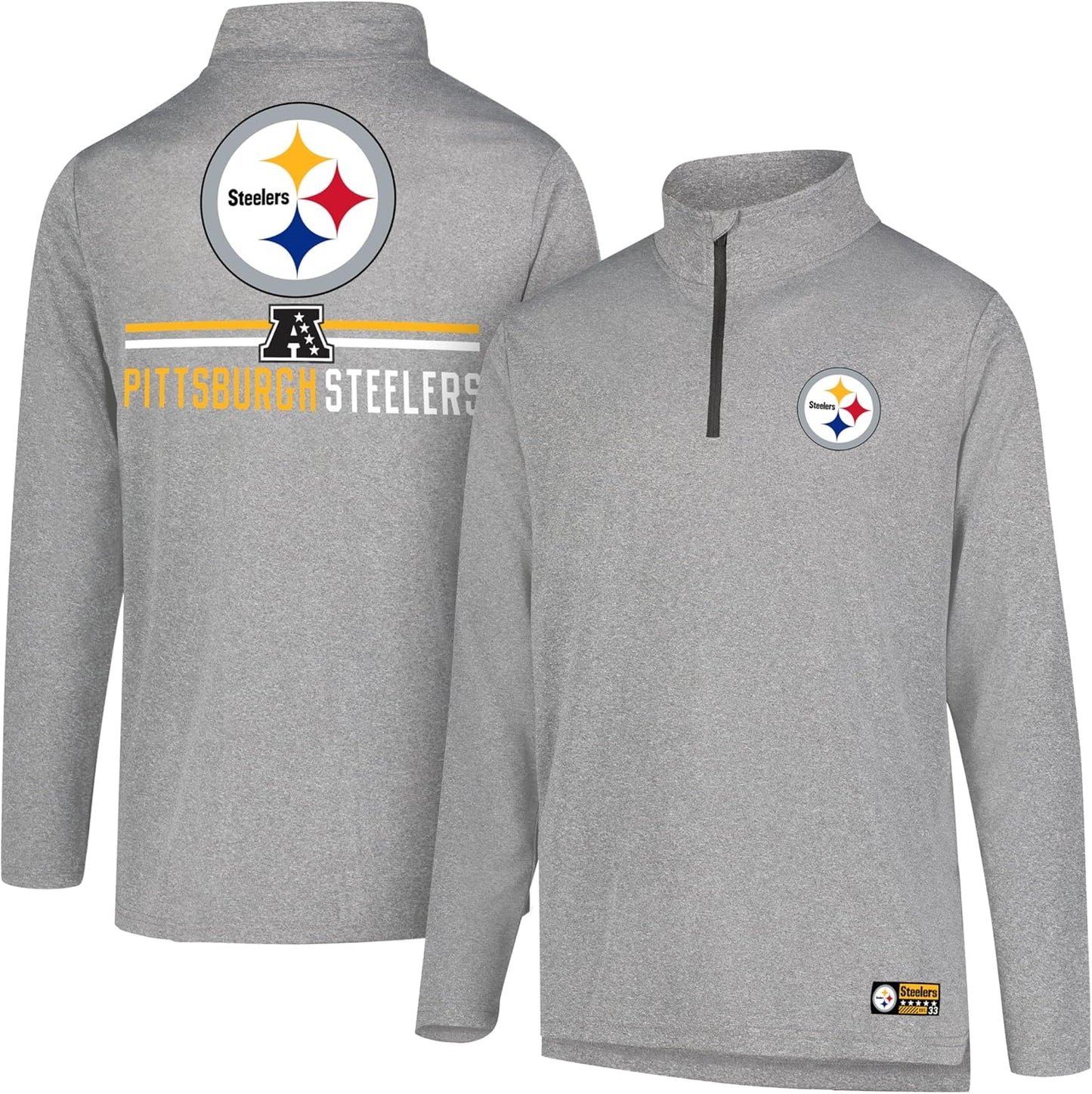Ultra Game Men's NFL Official Super Soft Quarter Zip T-Shirt
