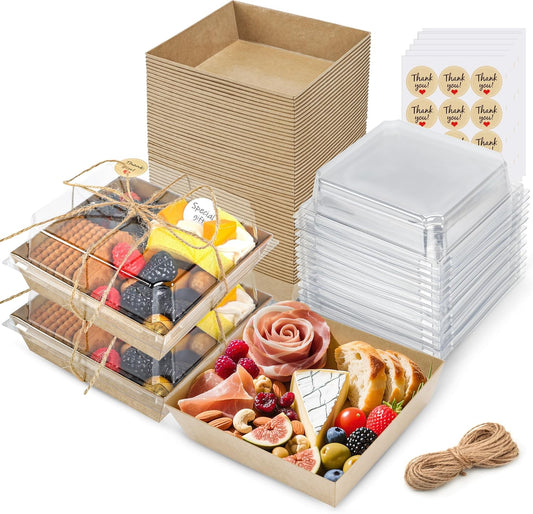 100 Pack Mini Charcuterie Boxes with Clear Lids for Treats