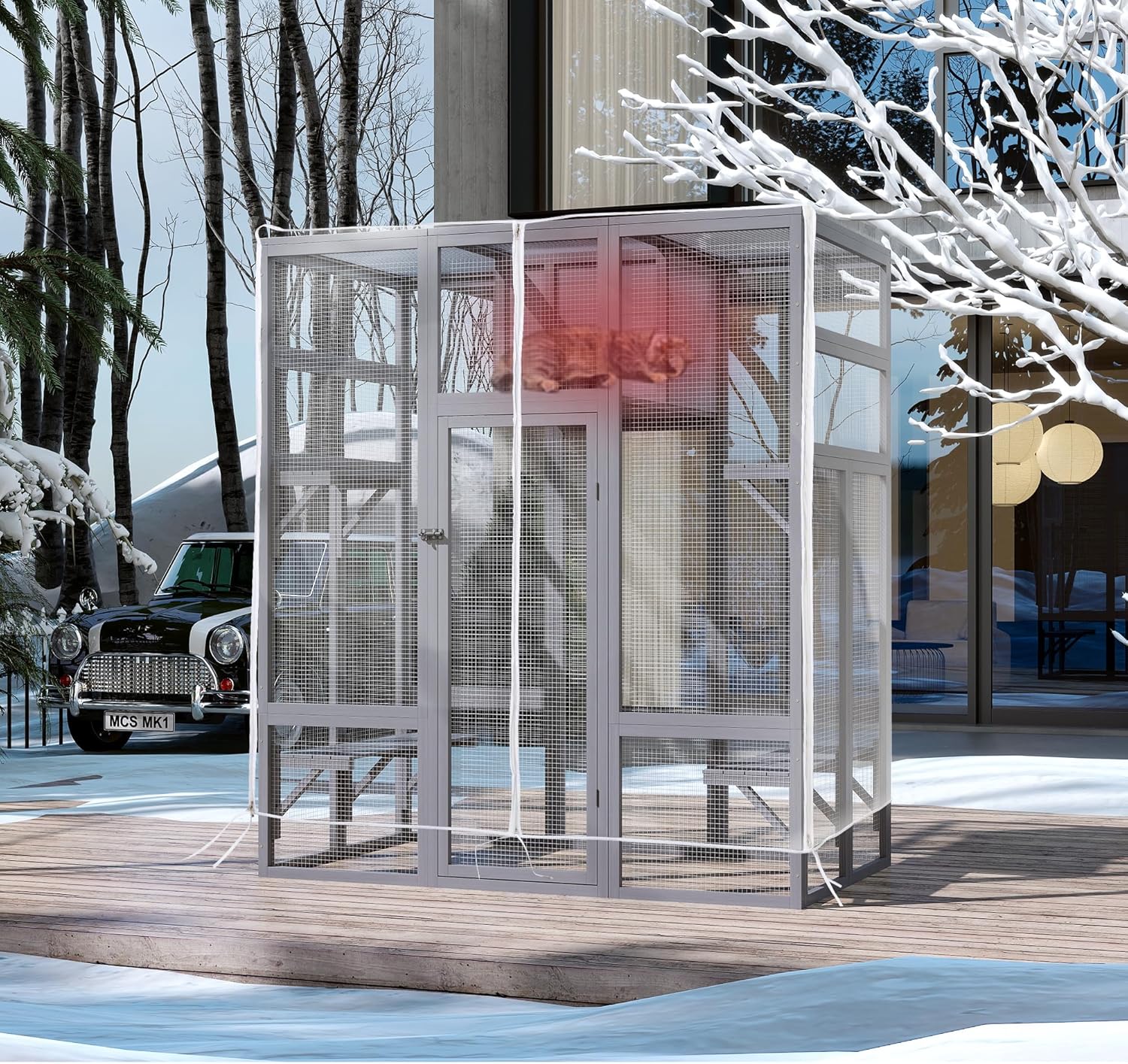Extra Large Outdoor Catio Enclosure with 4-Way Pet Door