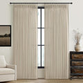Warm Beige Flax Linen Pinch Pleated Sheer Curtains 90in - Light