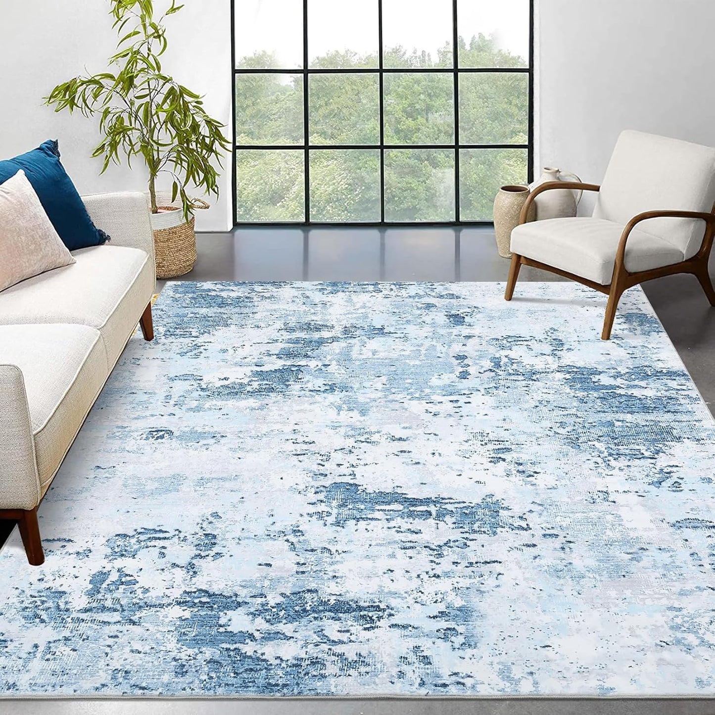9x12 Modern Abstract Accent Rug for Living Room and Bedroom