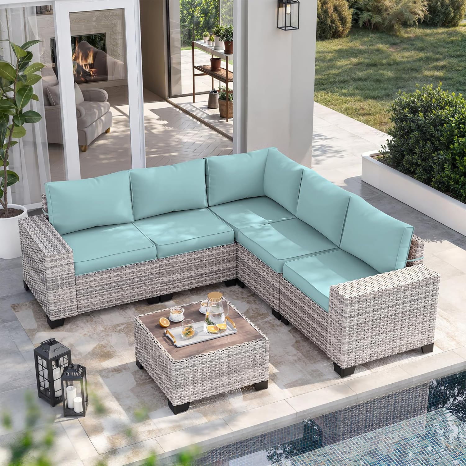 6-Piece Outdoor Patio Furniture Set for Garden and Poolside