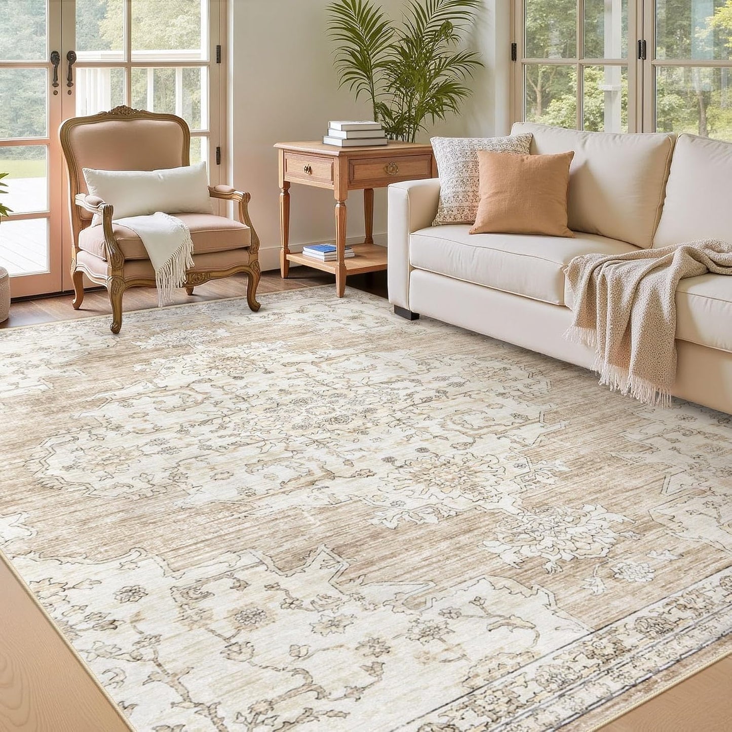 5x7 Area Rugs Washable Rug for Vintage Living Room Decor