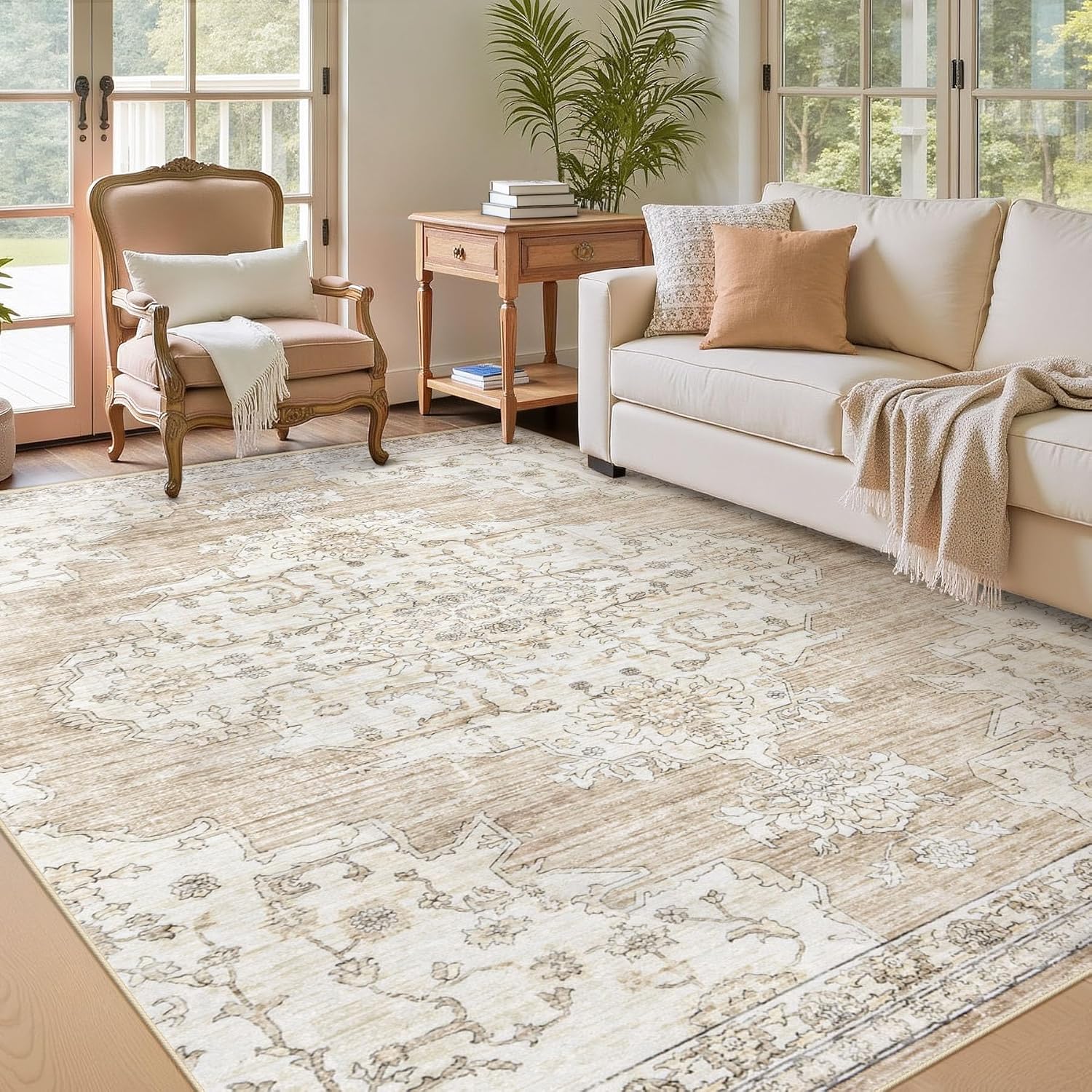 5x7 Area Rugs Washable Rug for Vintage Living Room Decor
