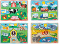 Wooden Peg Puzzle Set 4-Pack Vehicle Farm Safari Pet - Early Learning