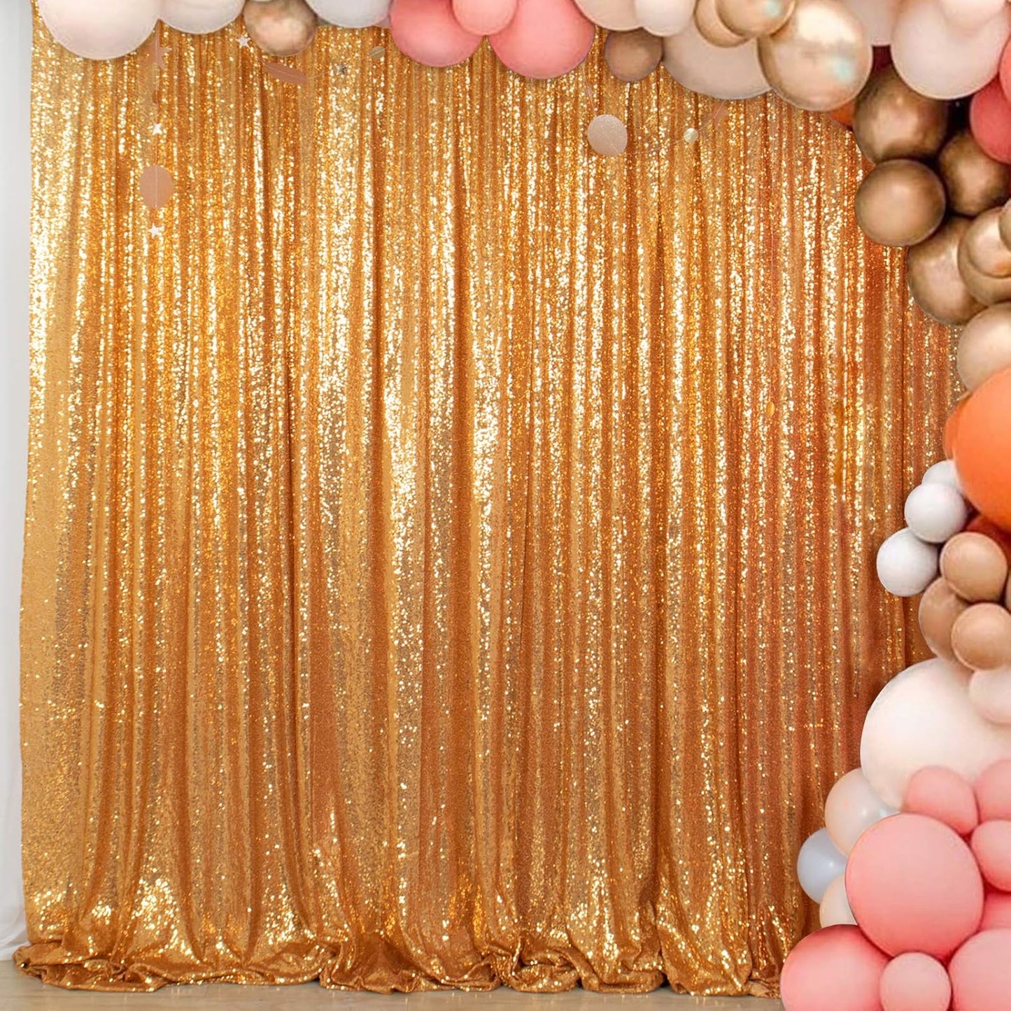 ShinyBeauty Gold Sequin Backdrop Curtain for Elegant Events