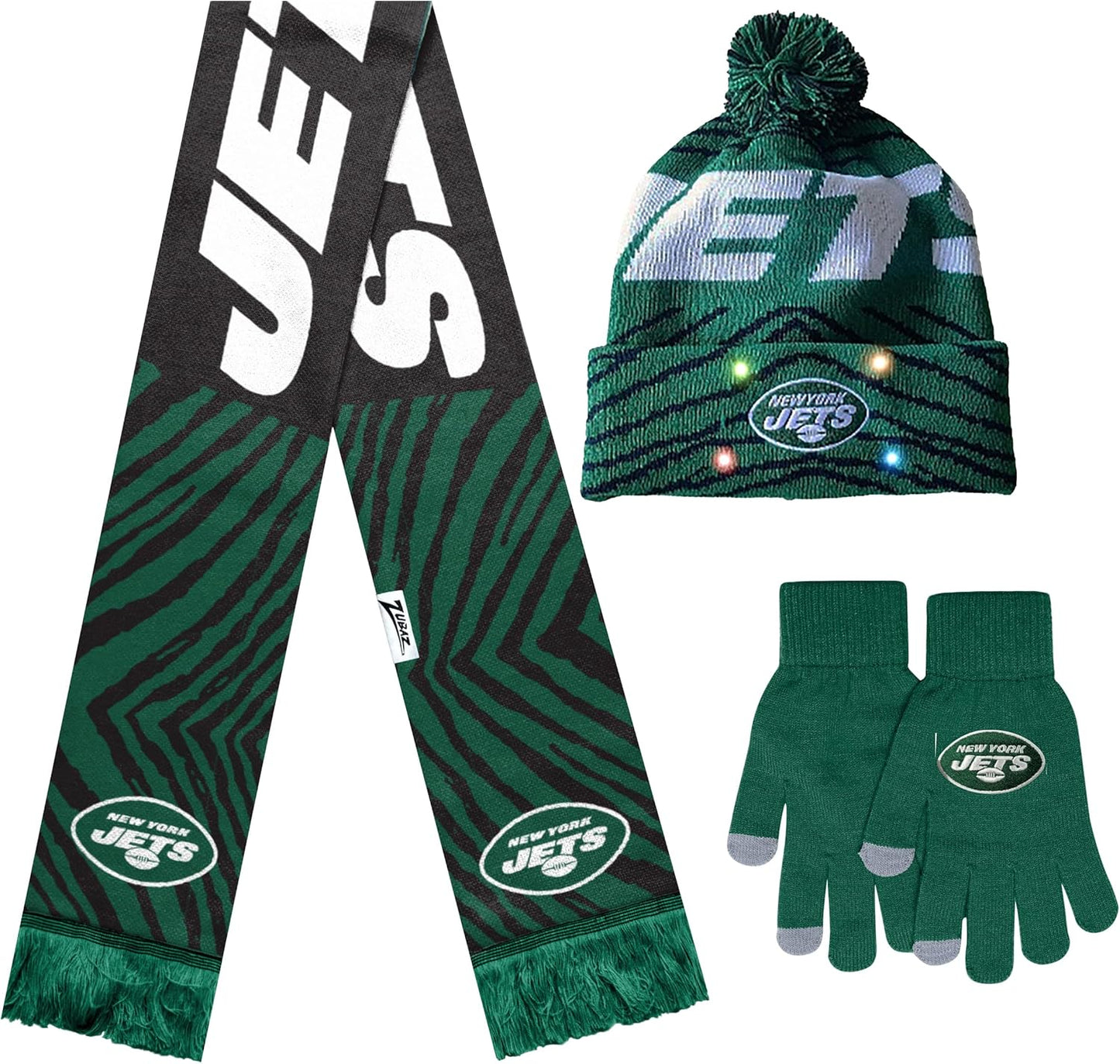 FOCO X Zubaz NFL Collab Winter Set: Glove, Scarf & Hat