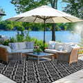 Wallona Outdoor Rug 8x10 ft Patio Reversible Brick Design - Durable