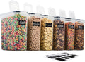 Airtight Cereal Food Storage Container 6 Pack - Stackable Pantry