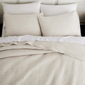Beige Pick Stitch Twin Quilt Set - Lightweight Farmhouse Comfort