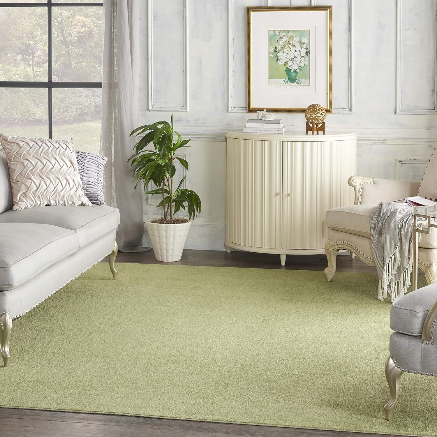 Nourison Home Essentials Solid Contemporary Green Area Rug 7ft X 10ft