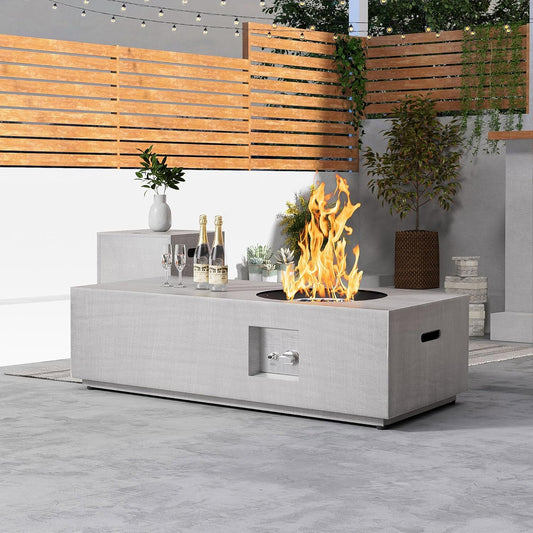 48in Rectangular Propane Gas Fire Pit Table for Outdoor Use