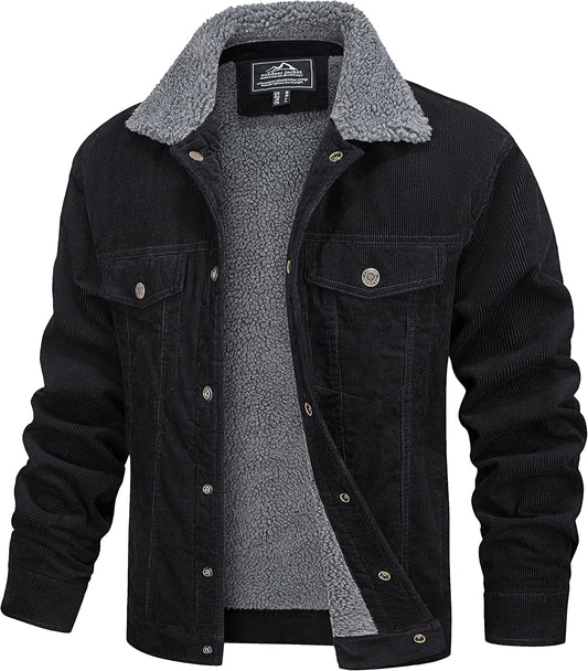MAGCOMSEN Men's Corduroy Jacket with Sherpa Lining for Winter