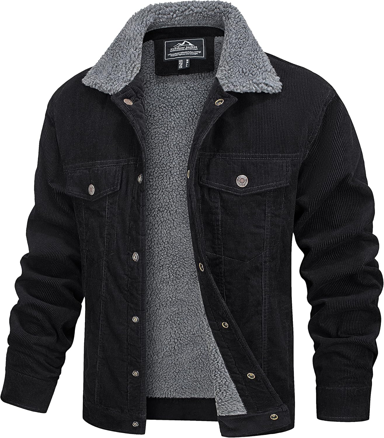 MAGCOMSEN Men's Corduroy Jacket with Sherpa Lining for Winter
