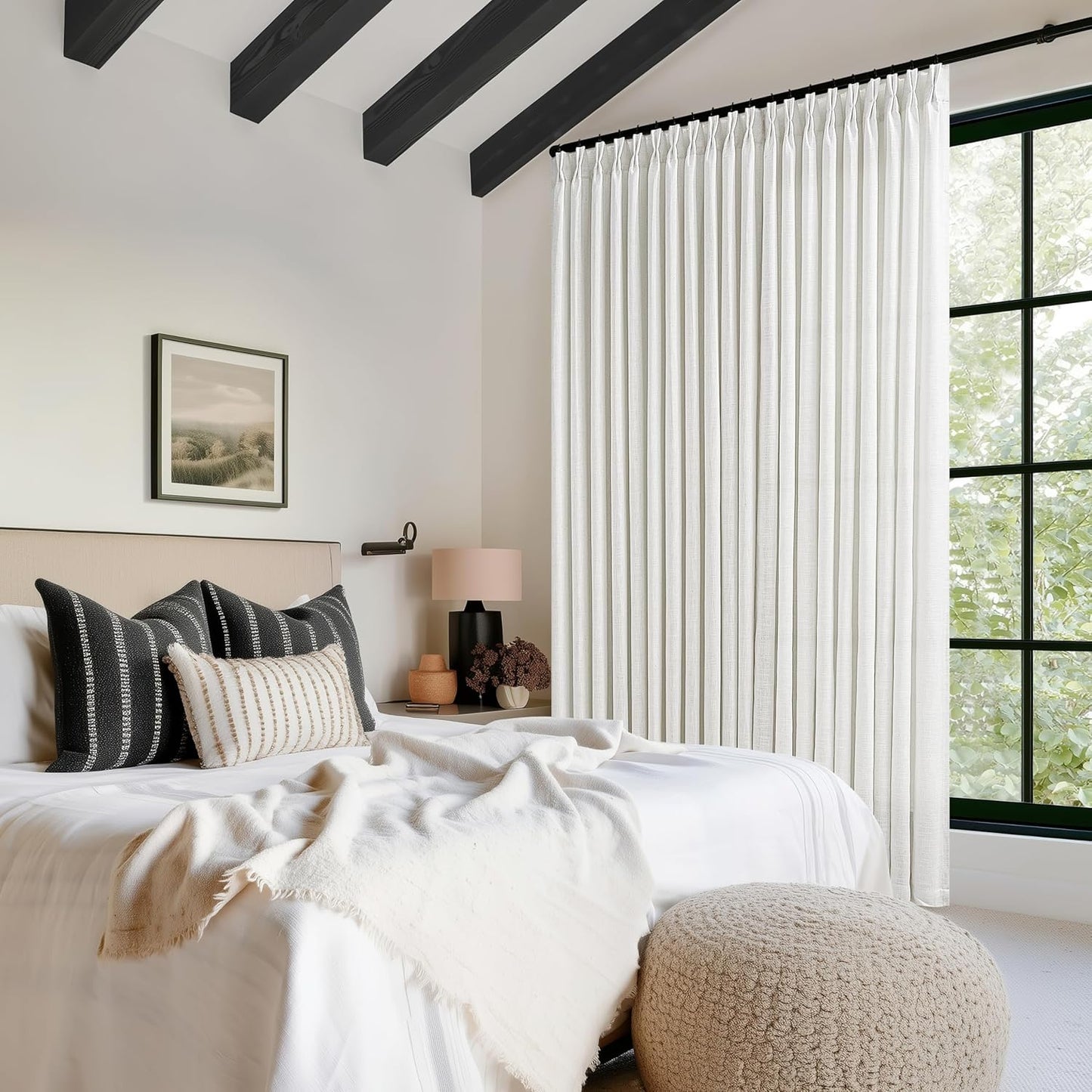 Pinch Pleated Linen Curtains 96 Inch Long for Elegant Spaces