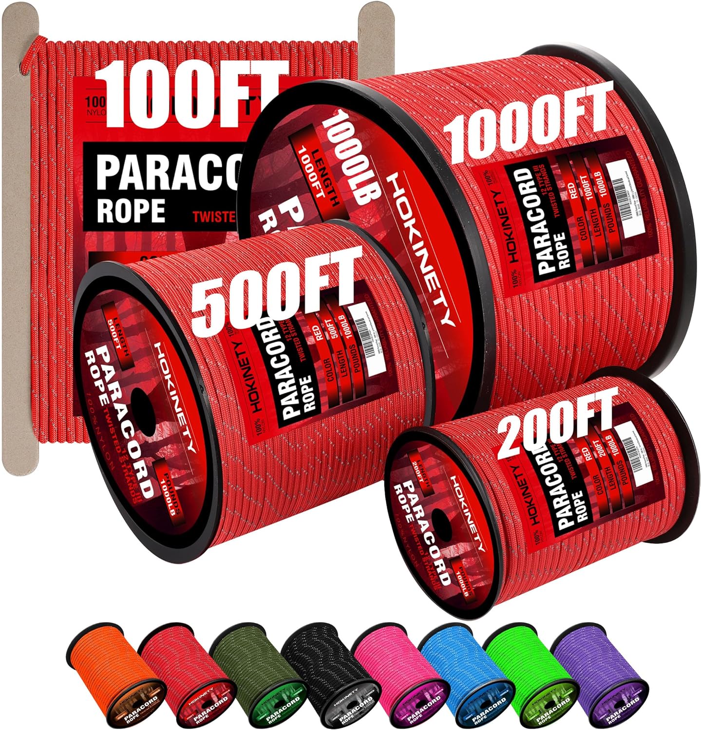 HOKINETY Reflective Paracord Rope - Ultimate Outdoor Utility