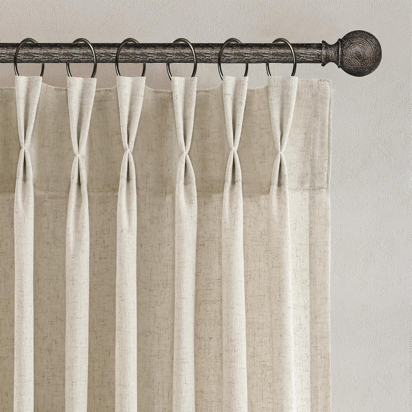 90 Inch Pinch Pleat Linen Curtains for Elegant Living Spaces