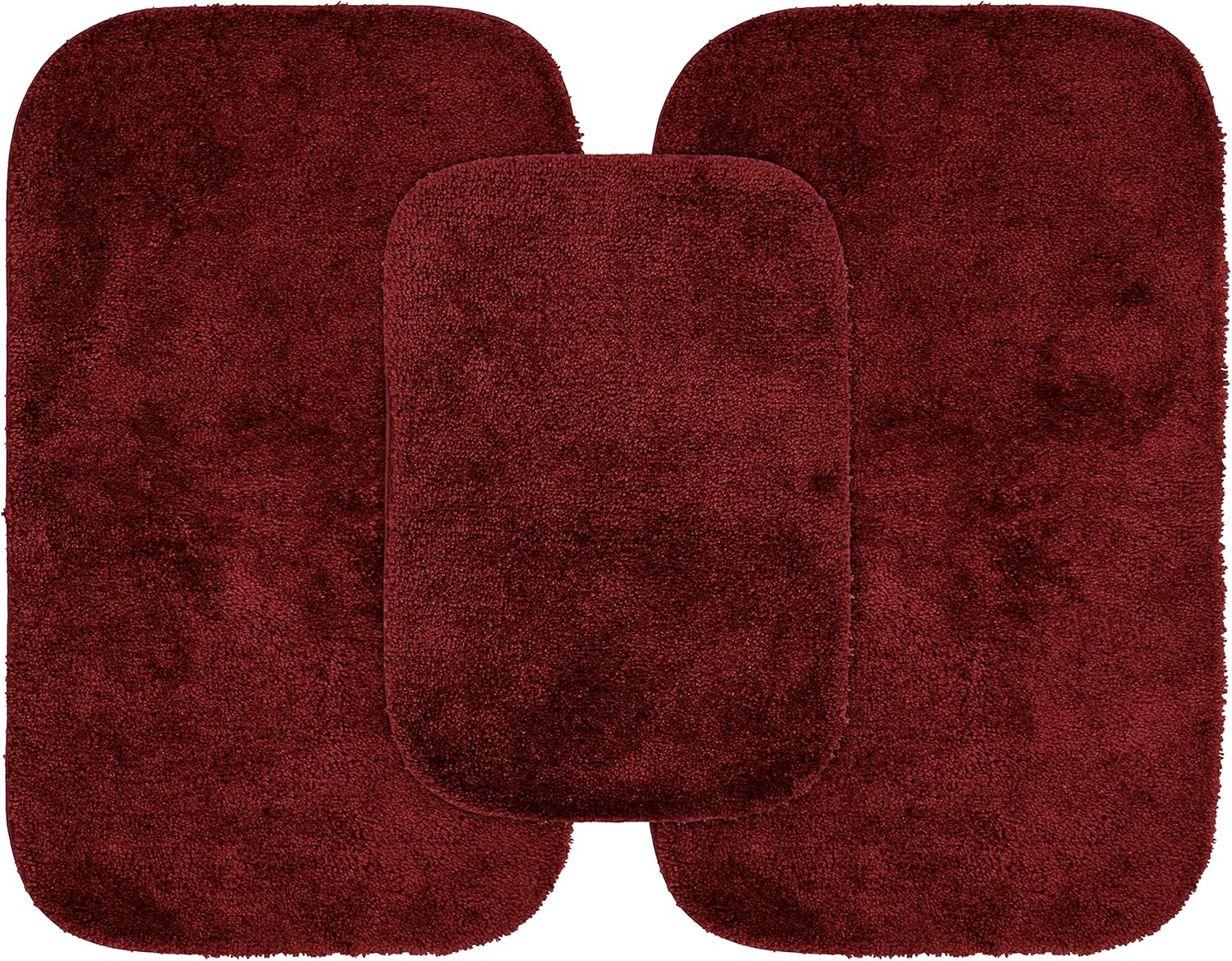 Garland Rug Traditional Nylon Washable Bath Rugs Set in Chili Red