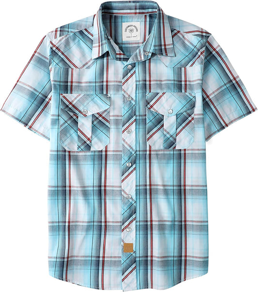 Dubinik Western Shirts for Men: Stylish Short Sleeve Plaid Shirts