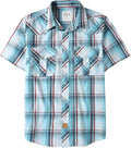 Dubinik Western Short Sleeve Plaid Pearl Snap Shirt (Style 5ZYJ)