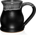 16oz Potbelly Coffee Mug Handmade in the USA - Satin Black/White