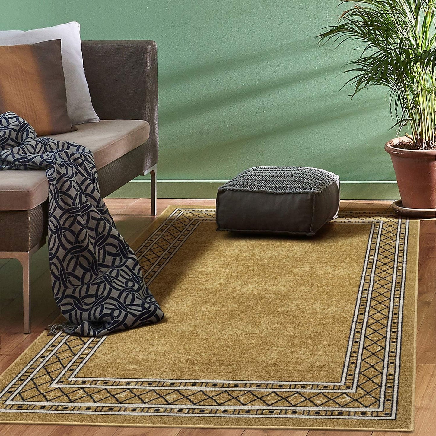Antep Rugs Modern Bordered 5x7 Non-Skid Indoor Area Rug