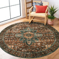 Ultra-Thin Round Entryway Rug 5ft - Vintage Washable Mat