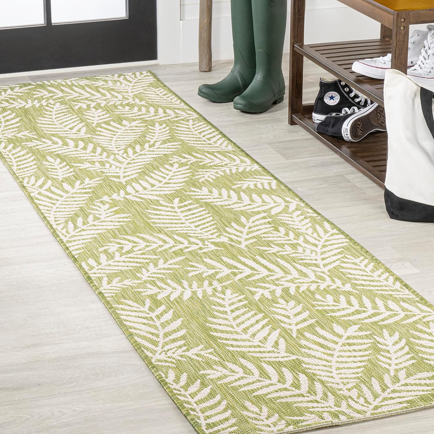 JONATHAN Y Palm Frond Indoor Outdoor Runner Rug for High Traffic