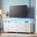 Huuger LED TV Stand Dresser with Power Outlets and Storage