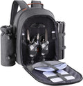 Picnic Backpack Set for 2 with Cooler Compartment and Blanket - Dark